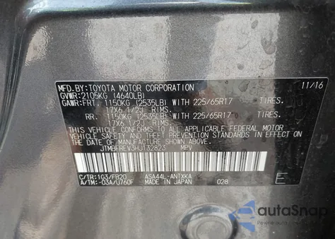 2017 Toyota Rav4 Le из США, поврежденный, VIN JTMBFREV3HJ132823